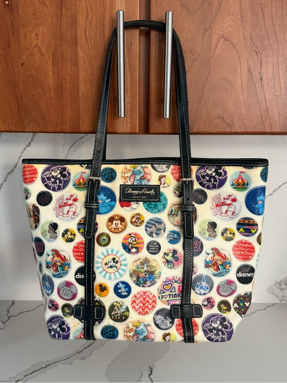 Dooney & Bourke Disney White Multicolor Buttons Print Tote